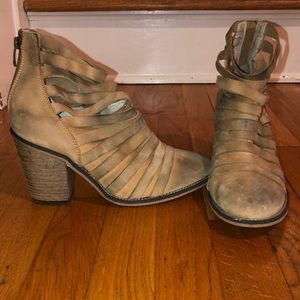Free people strappy block heels.